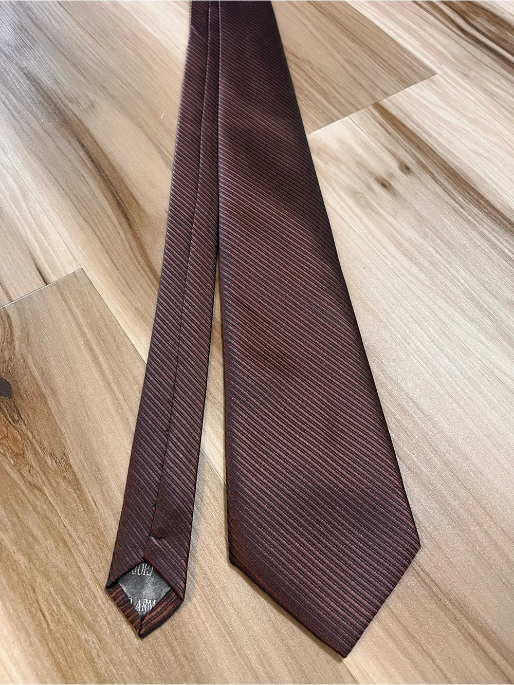 Giorgio Armani Mens 100% Silk Tie Handmade Necktie Stripe Brown/Copper Italy